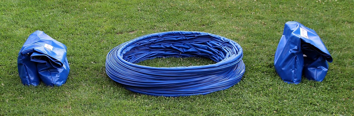 Agility Hundetunnel mit Stützsandsäcken, 3m, 3m / 80cm blau