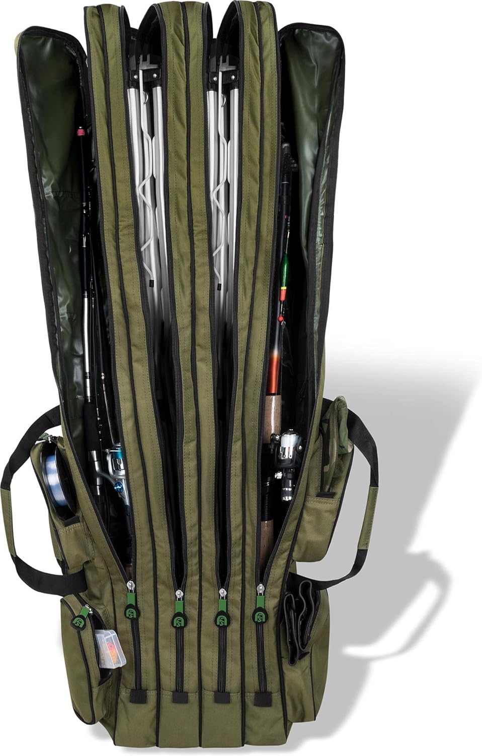 Rutentasche mit 4 Ruten-Fächern, 150 cm, Dunkelgrün 4 Innenfächer 150 cm