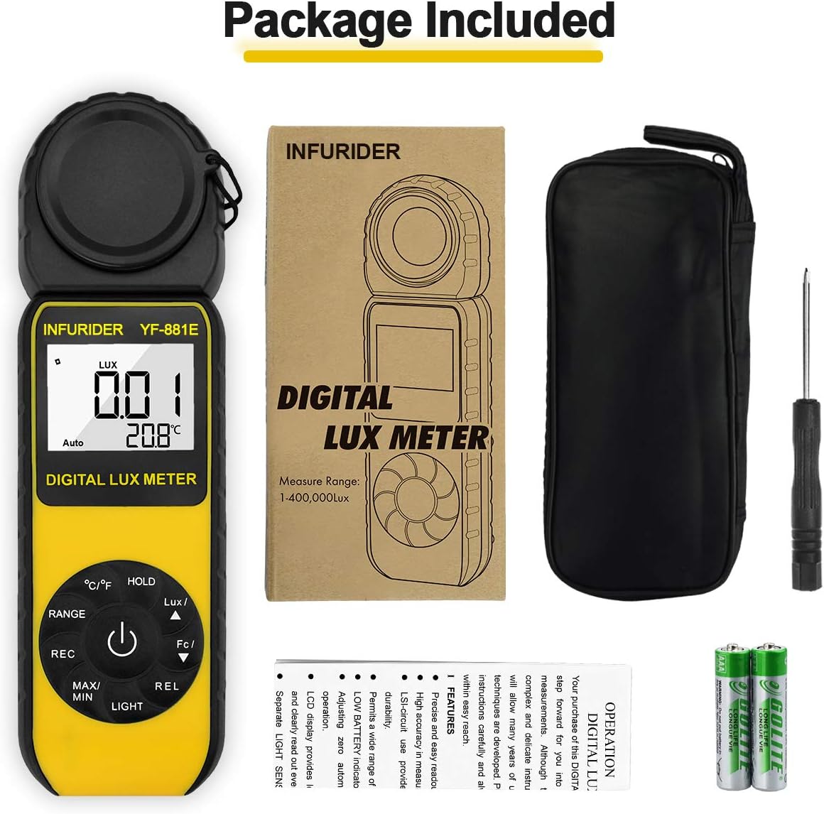 Digitales Luxmeter YF-881E, 881E