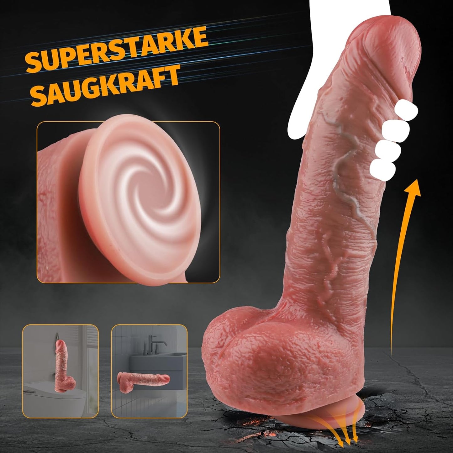 Vibrator Dildo mit 9 Modi und Saugnapf, Fleischfarben