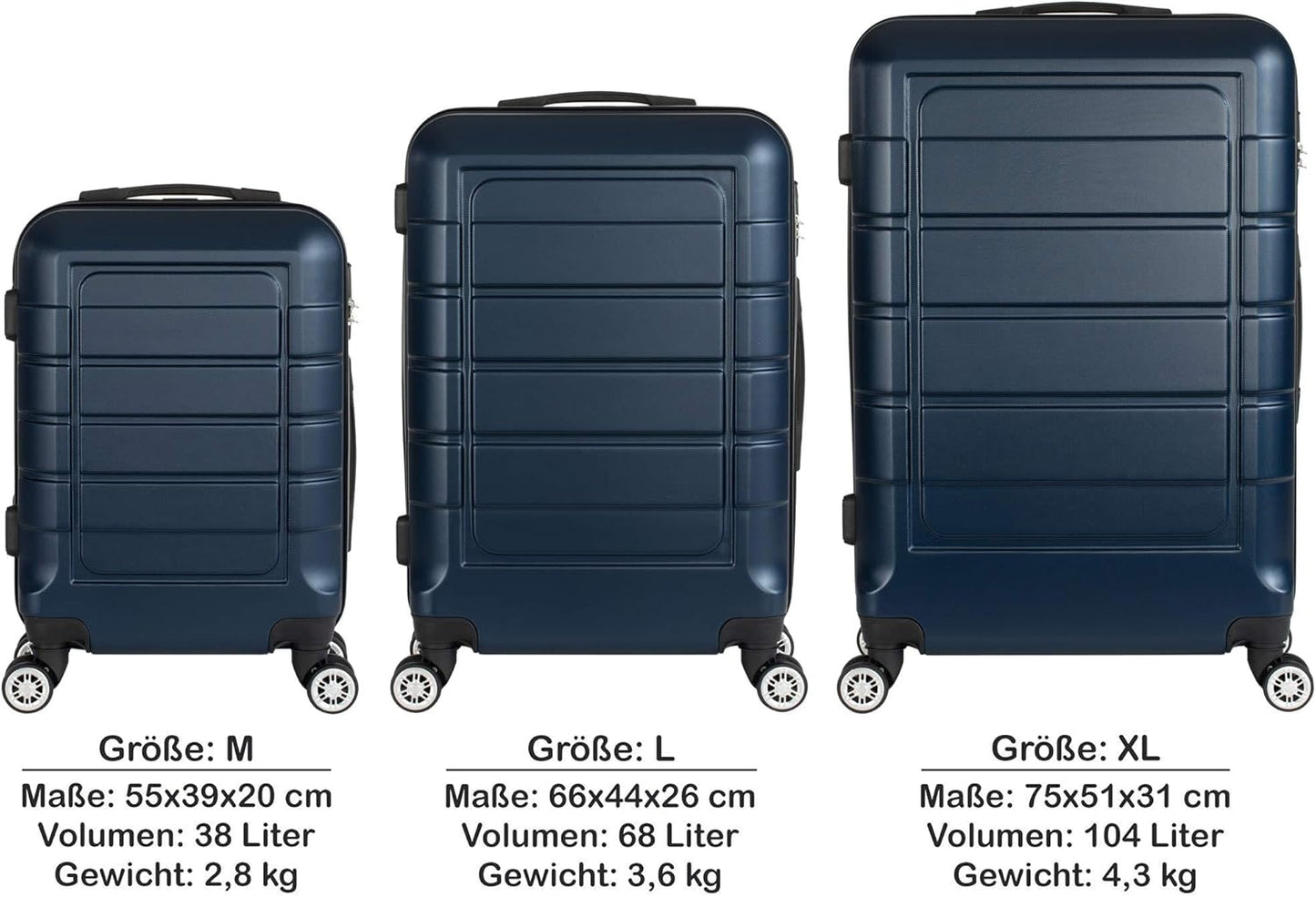 Hartschalen-Handgepäckkoffer mit 4 Rollen, Dunkel-blau Handgepäck