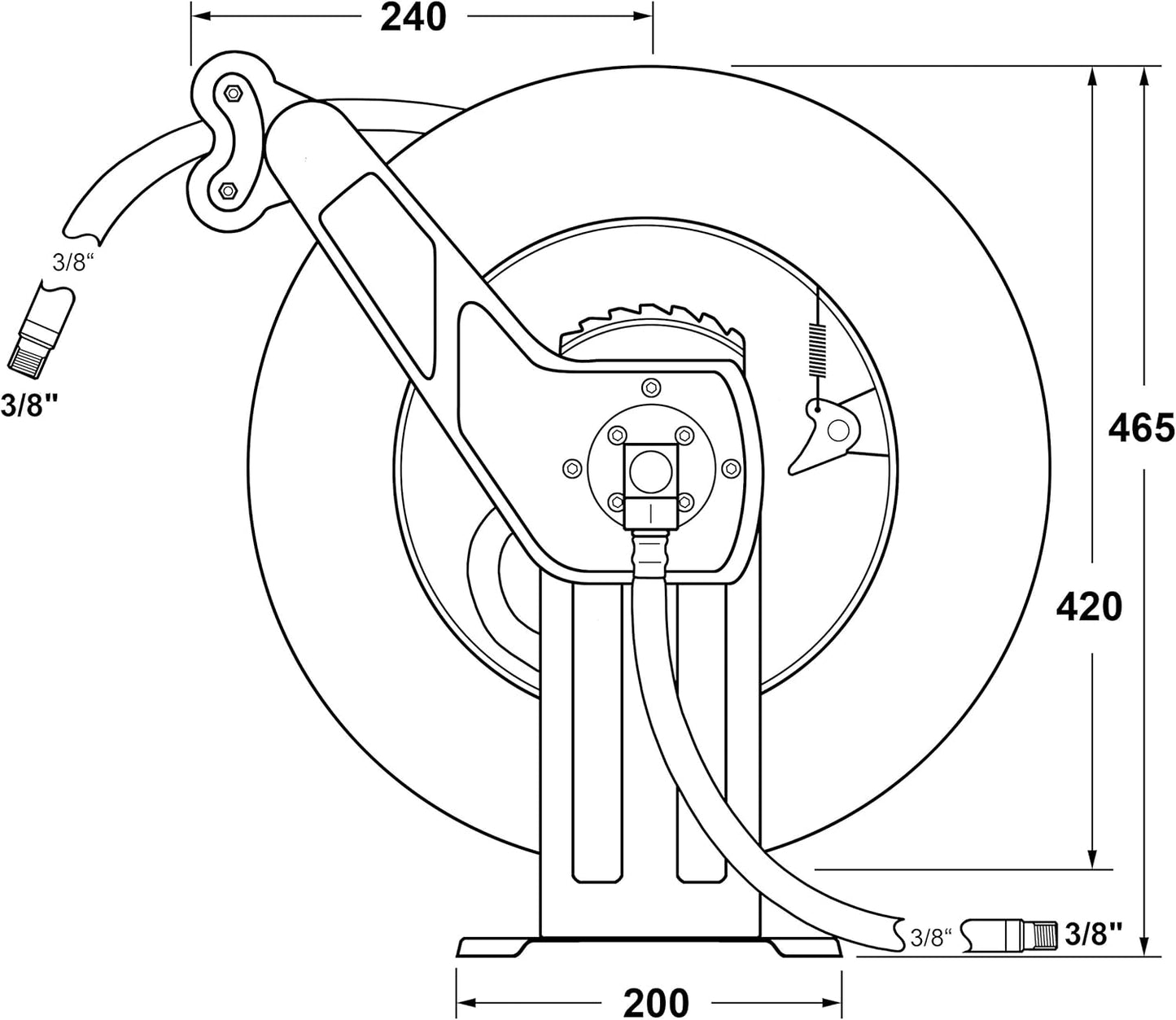 Automatischer Schlauchaufroller mit Druckluftschlauch