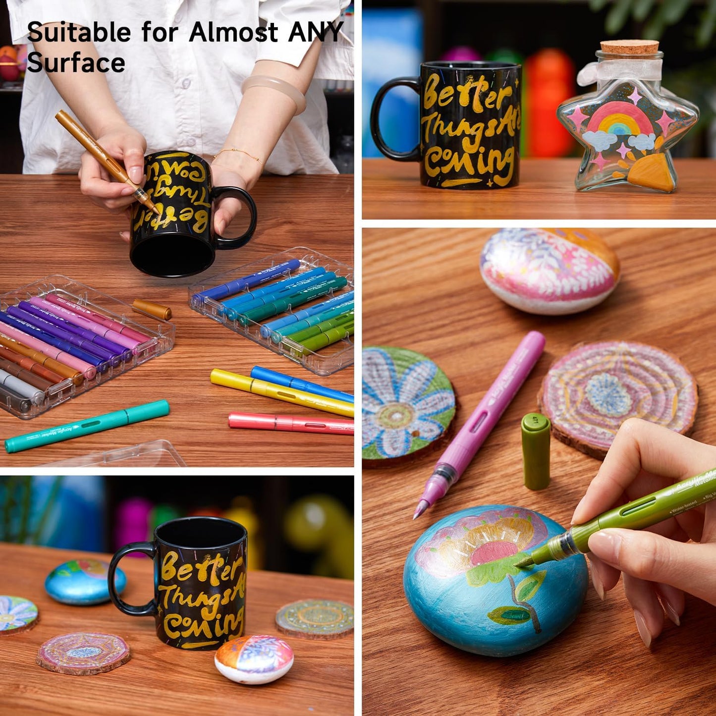 24 Metallic Acrylstifte für Steine, 24 Metallicfarben