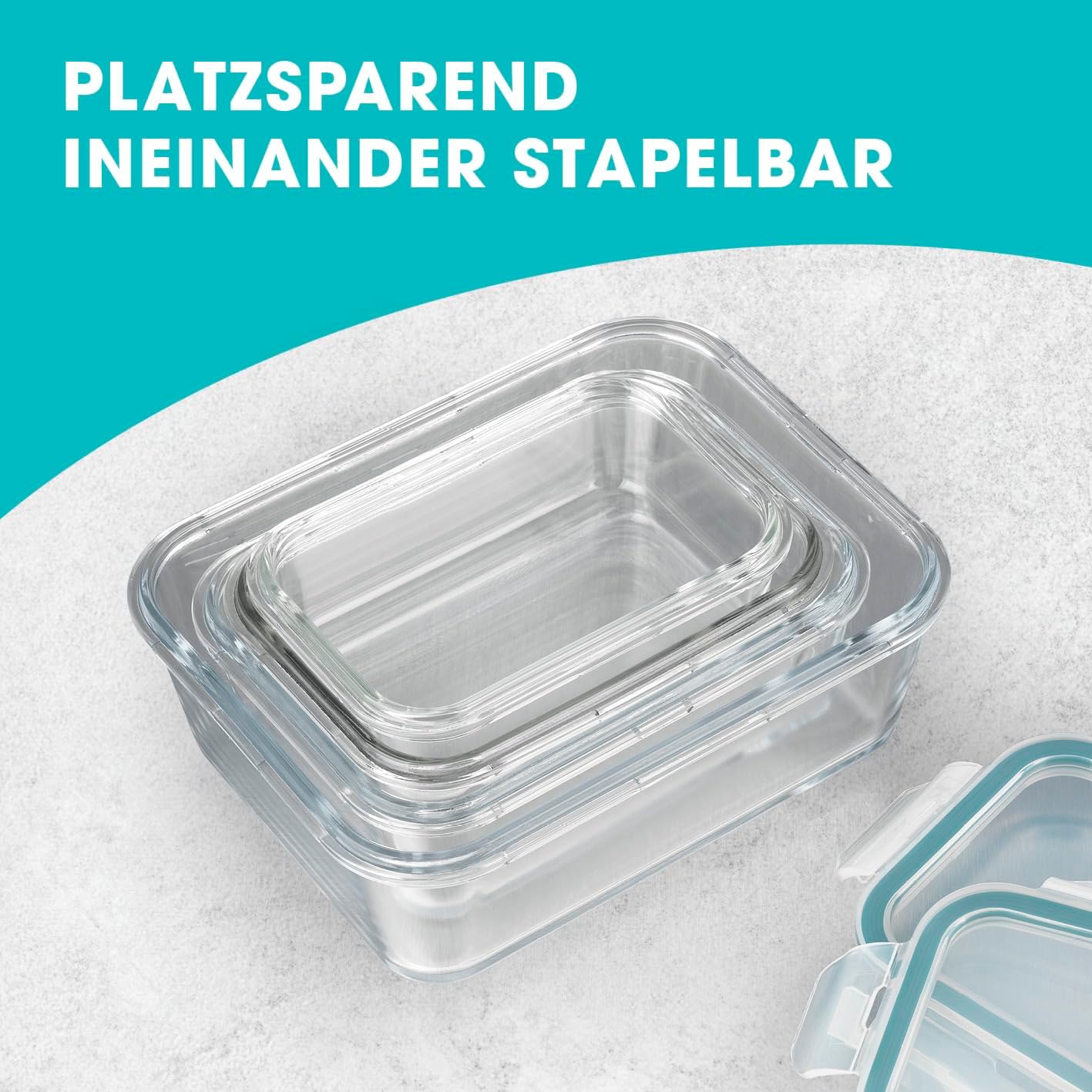 Frischhaltedosen Klick-it 8er Set, Gemischte Grössen, 8 Glas Dosen, Blau