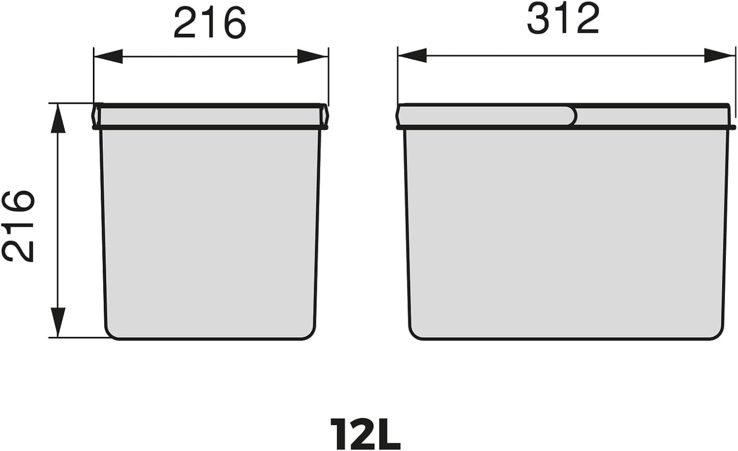 Abfallsammler, Container H 216 mm (1 x 12 L)