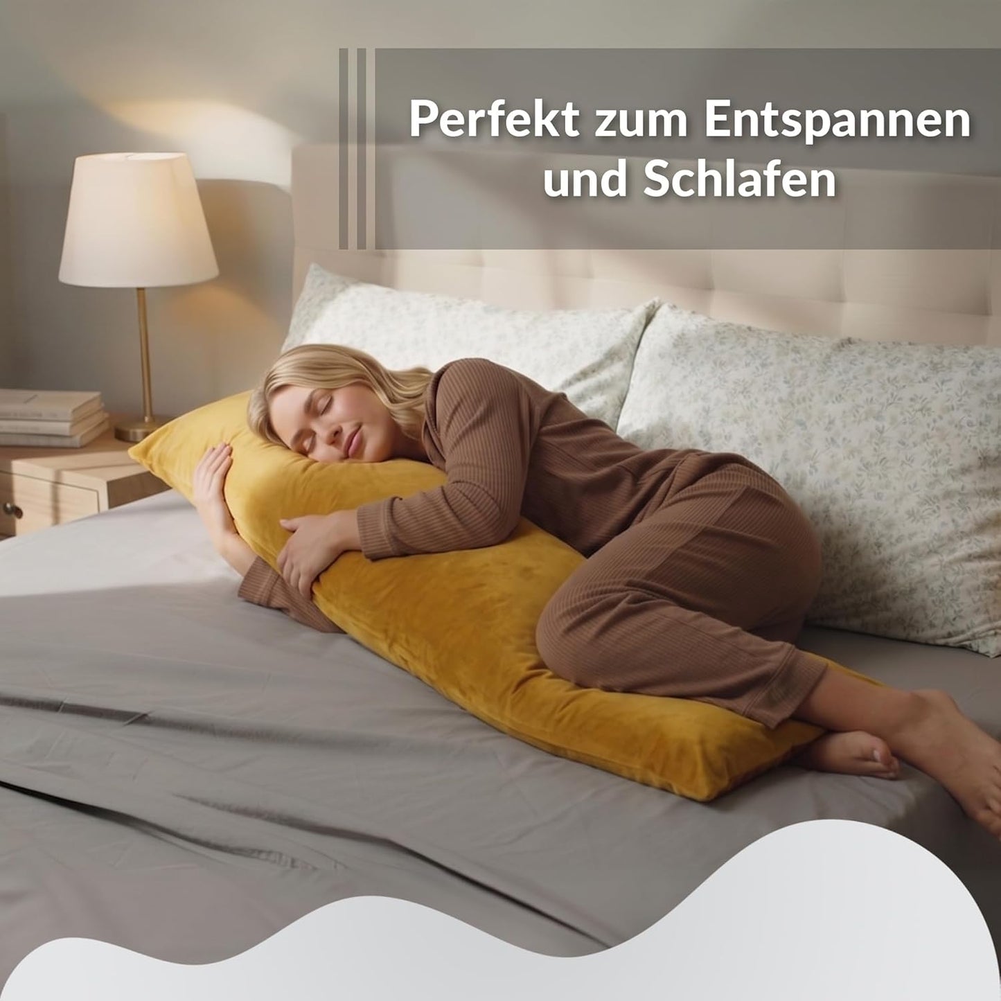 Seitenschläferkissen mit waschbarem Bezug, Beige B 40x145 cm