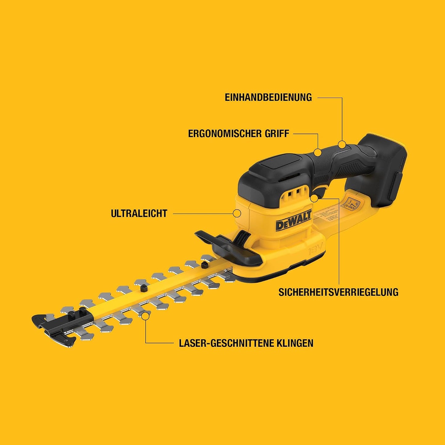 18V XR Kompakte Heckenschere, Einhandbedienung