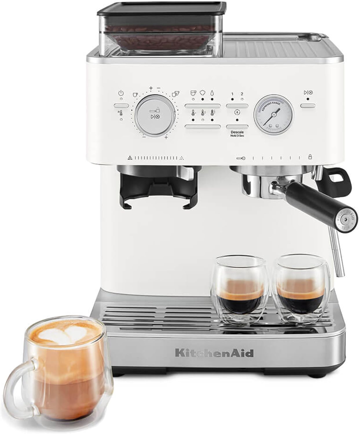 Halbautomatische Espressomaschine mit Kaffeemühle 5KES6551, Weiss