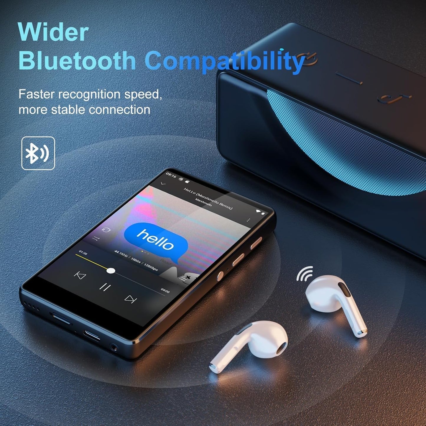 MP3 Player mit Bluetooth & WLAN, Touchscreen, Android, Grau