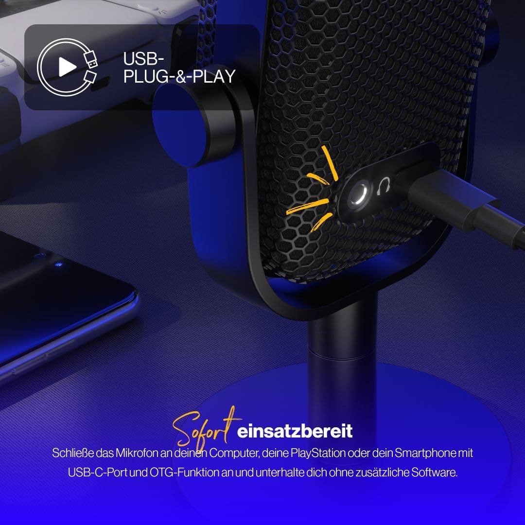 Mikrofon für Streaming und Podcast mit RGB