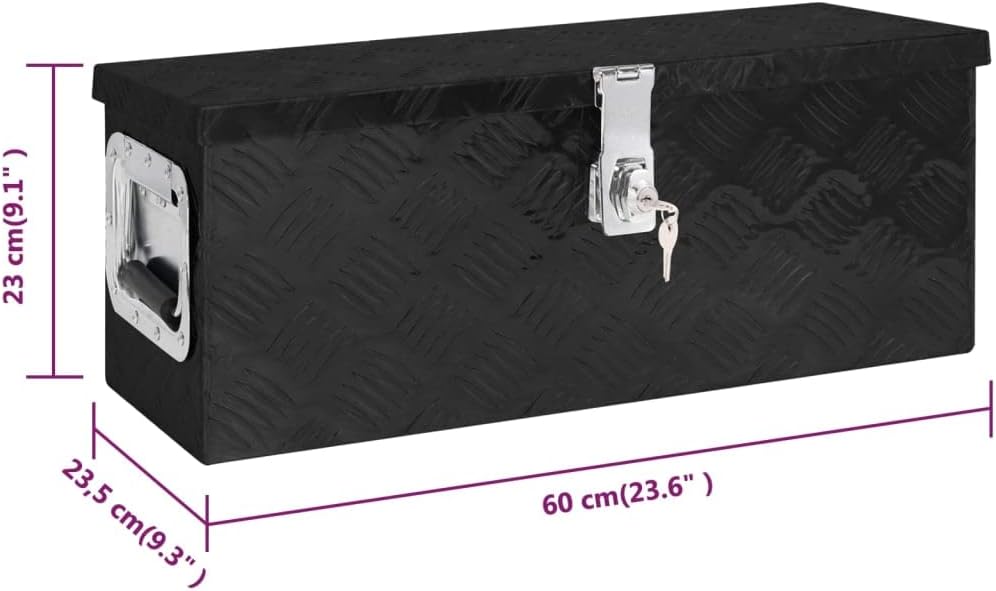 Aluminium-Aufbewahrungs- & Transportkoffer (60 x 23,5 x 23 cm), 60 x 23.5 x 23 cm Schwarz
