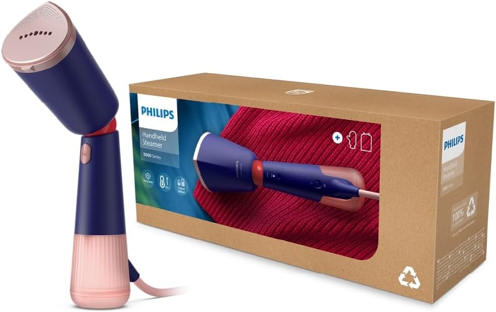 5000-Serie Dampfglätter mit Zubehör & Eco-Modus, 3x Zubehör, marineblau