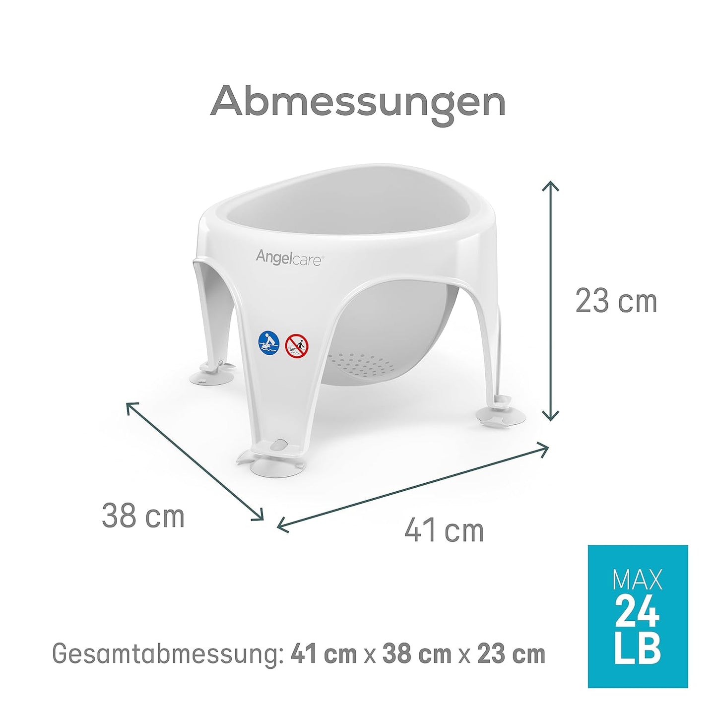 Ergonomischer Badering für Badewanne/Dusche, Light Grey Single