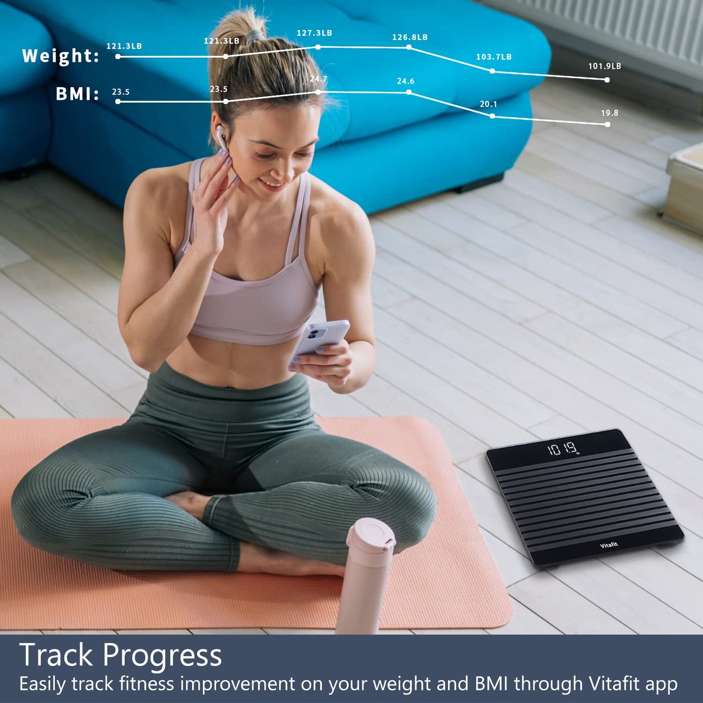 Digitale Personenwaage VT705 mit App und BMI-Funktion, Smarte Waage