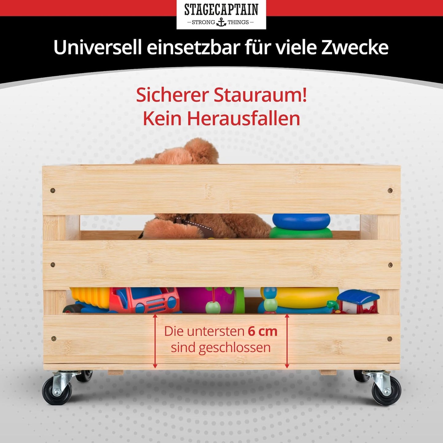 Schallplattenkiste Emil auf Rollen, Bambus Natur 1