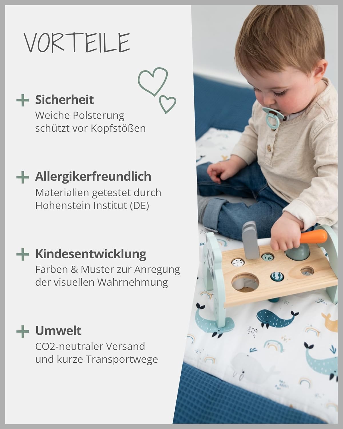 Baby Krabbeldecke 100x100 cm, Blau-wale 100 x 100 cm