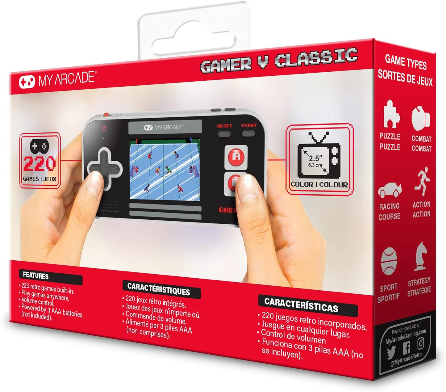 Gaming-System mit 220 Spielen, Gamer V Classic-Red