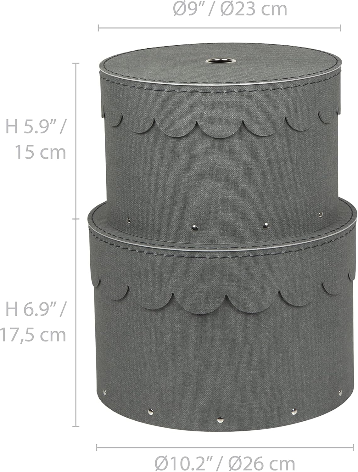 Runde Aufbewahrungsboxen-Set, Grau 2