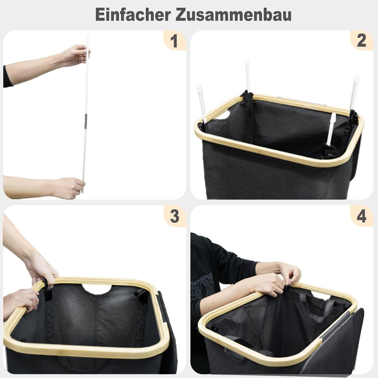 Wäschekorb mit Deckel, Schwarz-100l