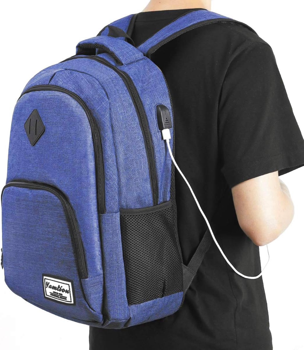 Rucksack mit Laptopfach und USB-Anschluss, 15.6" Zzz6-blau