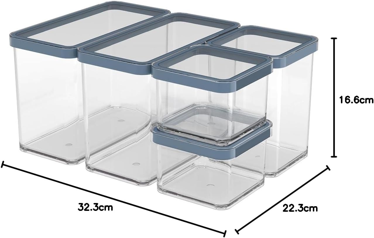 5-teiliges Vorratsdosen-Set mit Aromaverschluss, Blau 32.2 x 22.3 x 16.6 cm