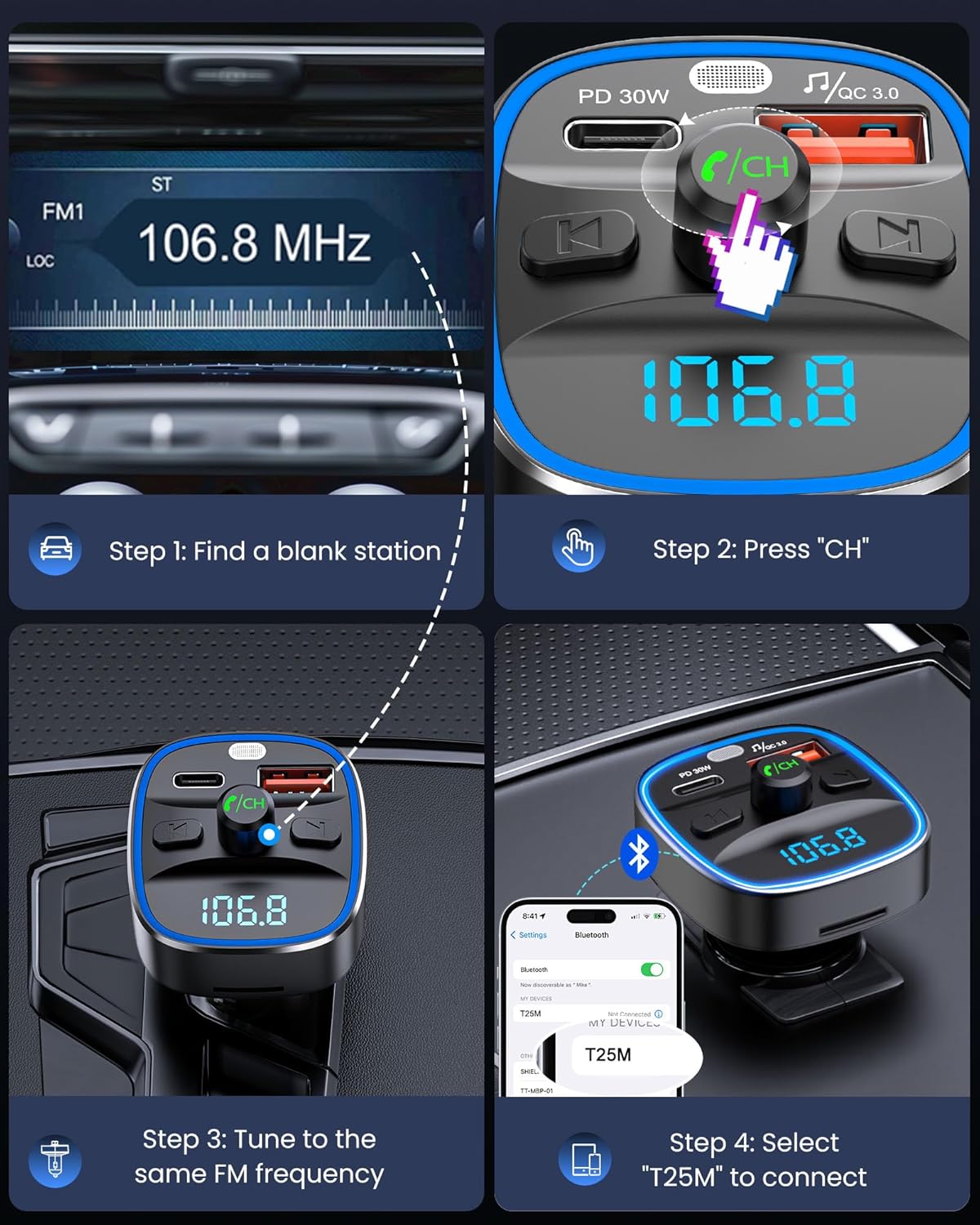 FM-Transmitter Auto Adapter, Bunt-48W