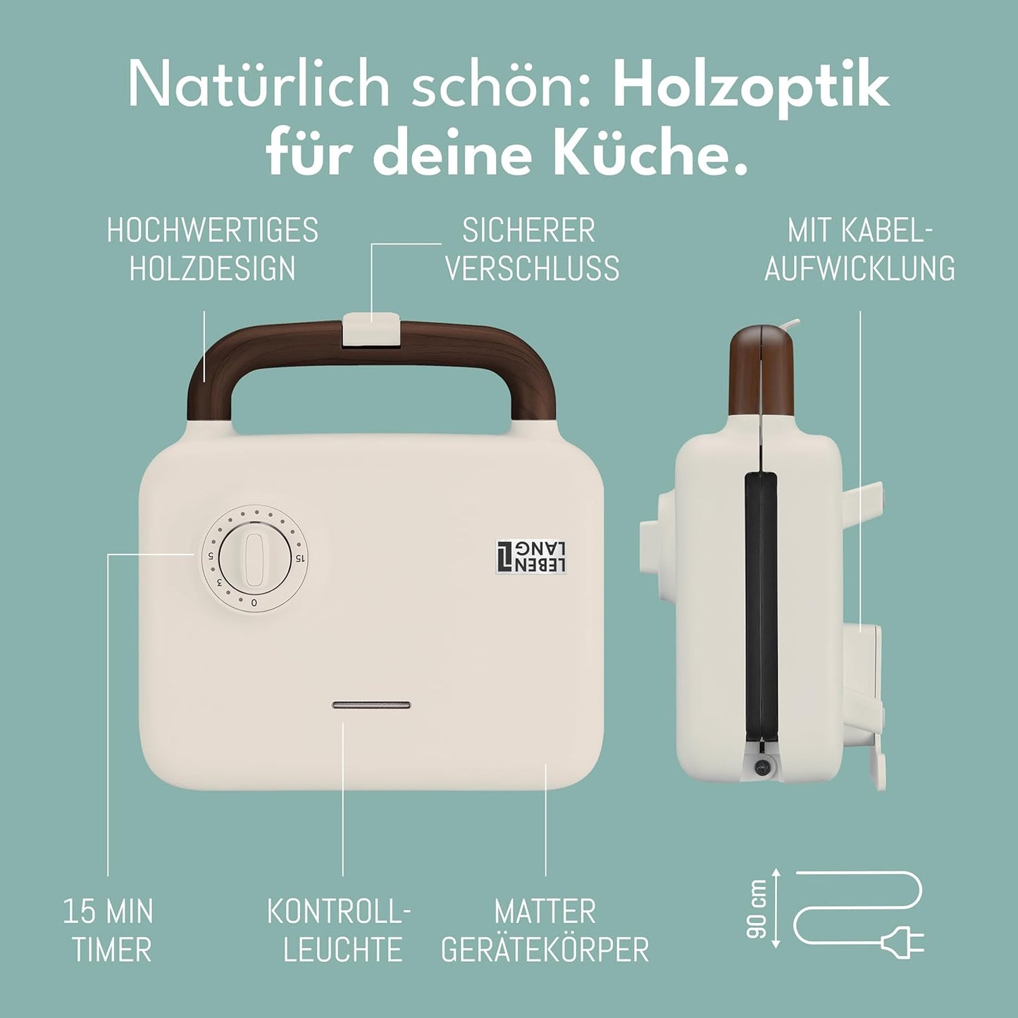 Sandwichmaker 3-in-1 mit Grill- und Waffeleinsätzen, Weiss - 750w