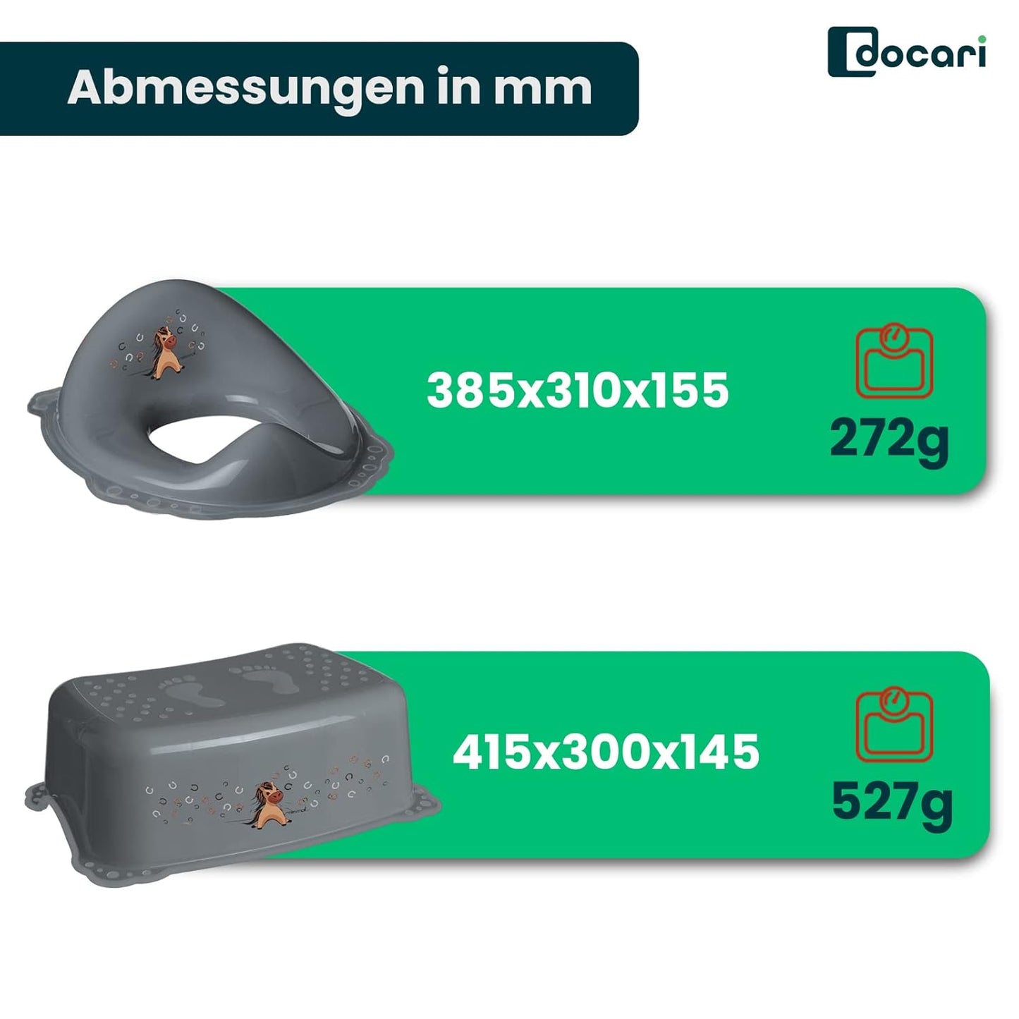 Toilettentrainer-Set mit Treppe und Pferdemotiv, Pferd 2er Set