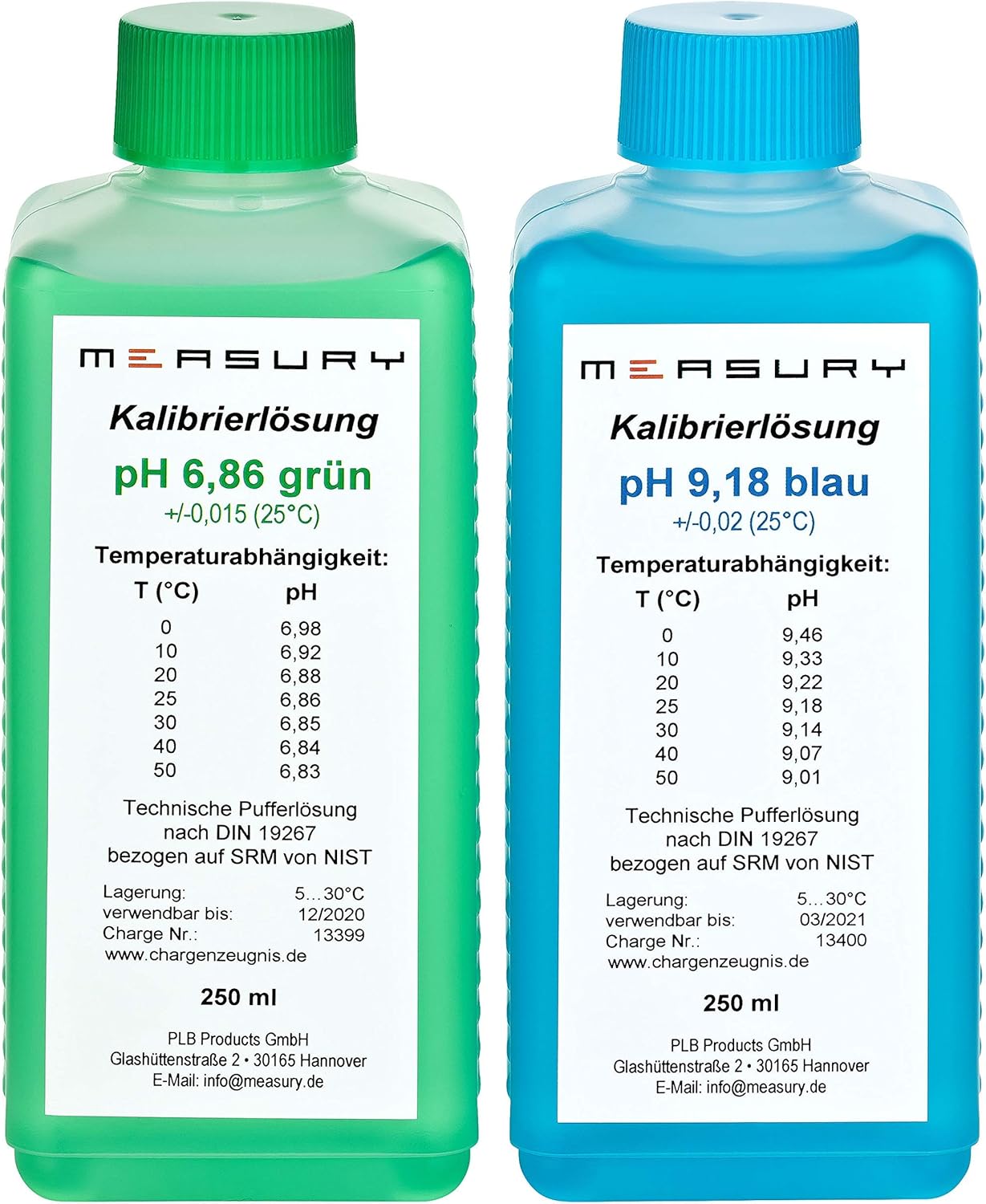 pH Kalibrierlösung Set (250ml, pH 6.86 & 9.18), 250 ml pH 6.86 + 9.18