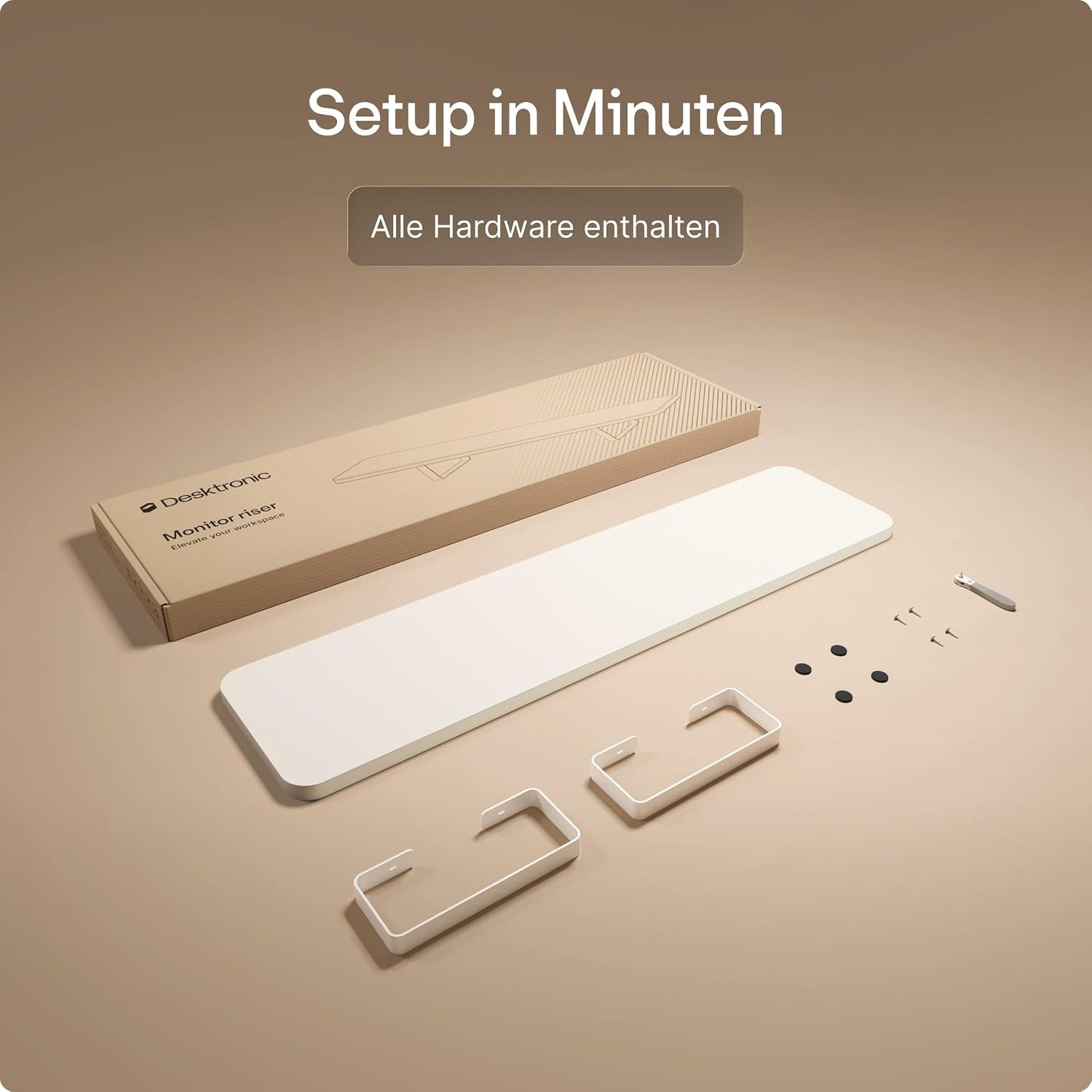 Ergonomischer Monitorständer, Weiss 114 x 28 cm