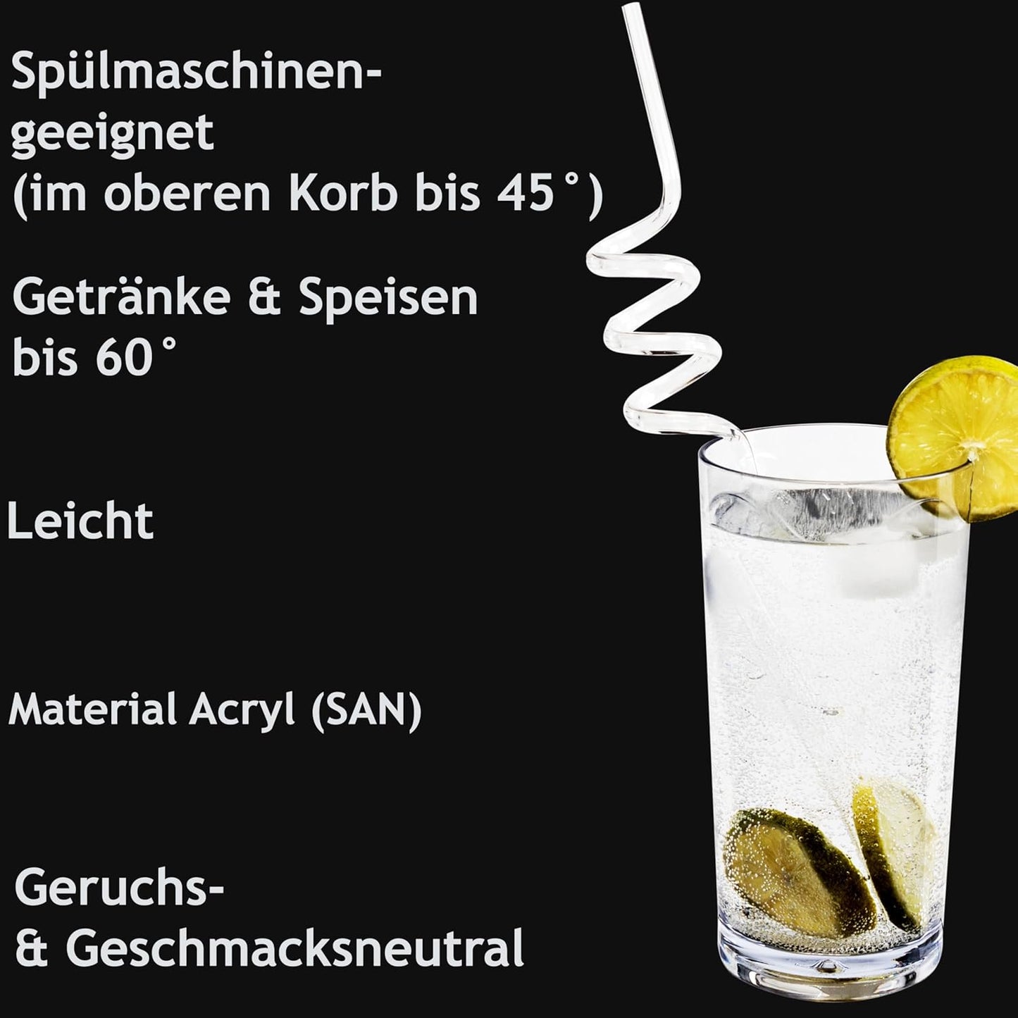 Melamin Geschirr-Set für 2 Personen (8-teilig), 8 Teile - Trinkglas 250ml klar
