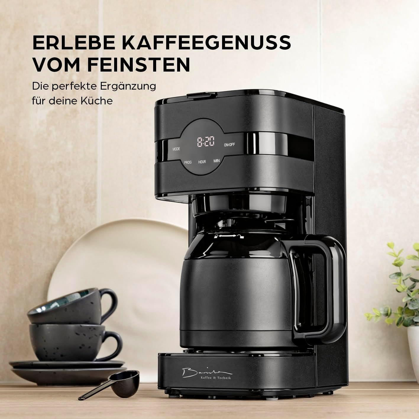 Filterkaffeemaschine mit Thermokanne, 3) Schwarz - Thermokanne