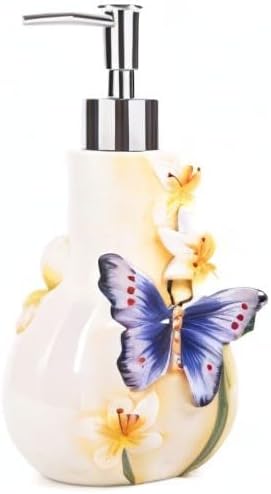 3D Handbemalter Seifenspender mit Schmetterling & Lilien