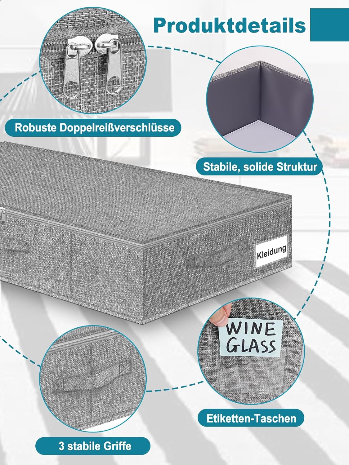 Unterbett Aufbewahrungsboxen, Grau 2