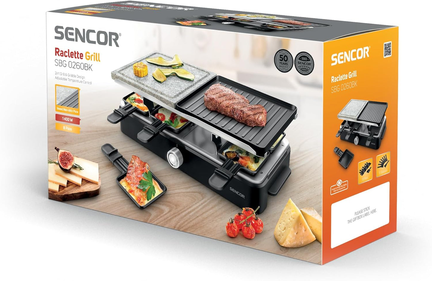 Raclette Multifunktionsgerät 1400W (für 8 Personen)