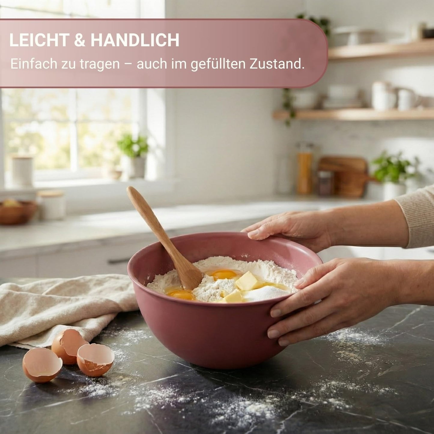 Salatschüssel, spülmaschinen- & mikrowellengeeignet, Rosa 2 l