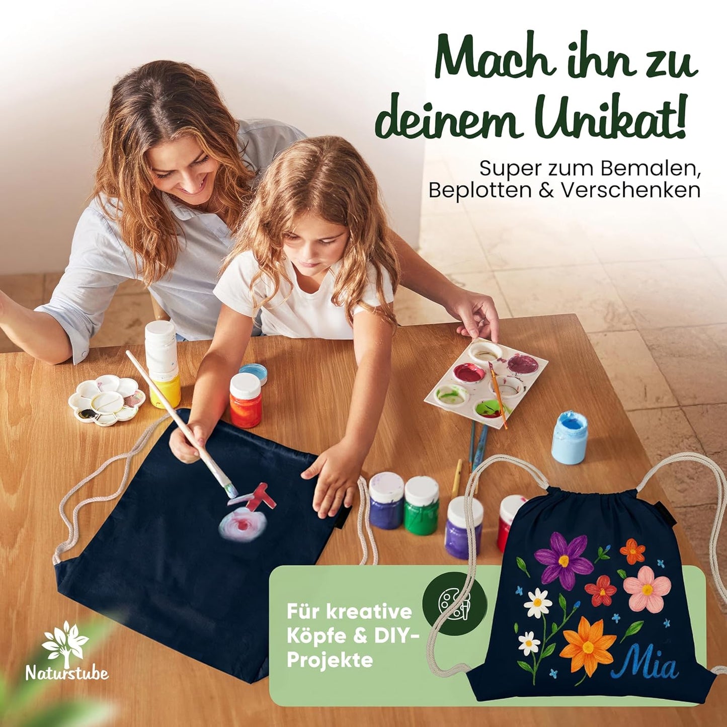 10er-Set Turnbeutel, Navy Blau