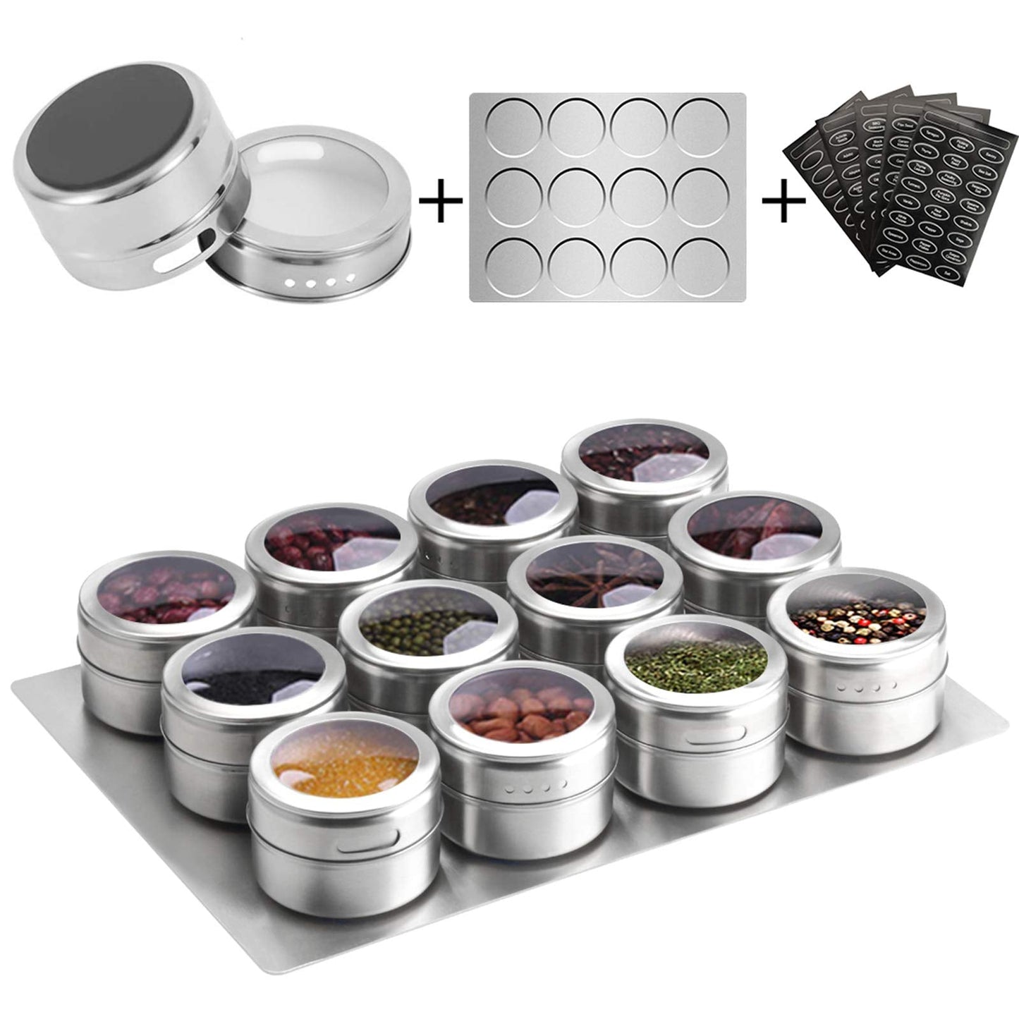 Gewürzgläser, 12 jars with wall plate