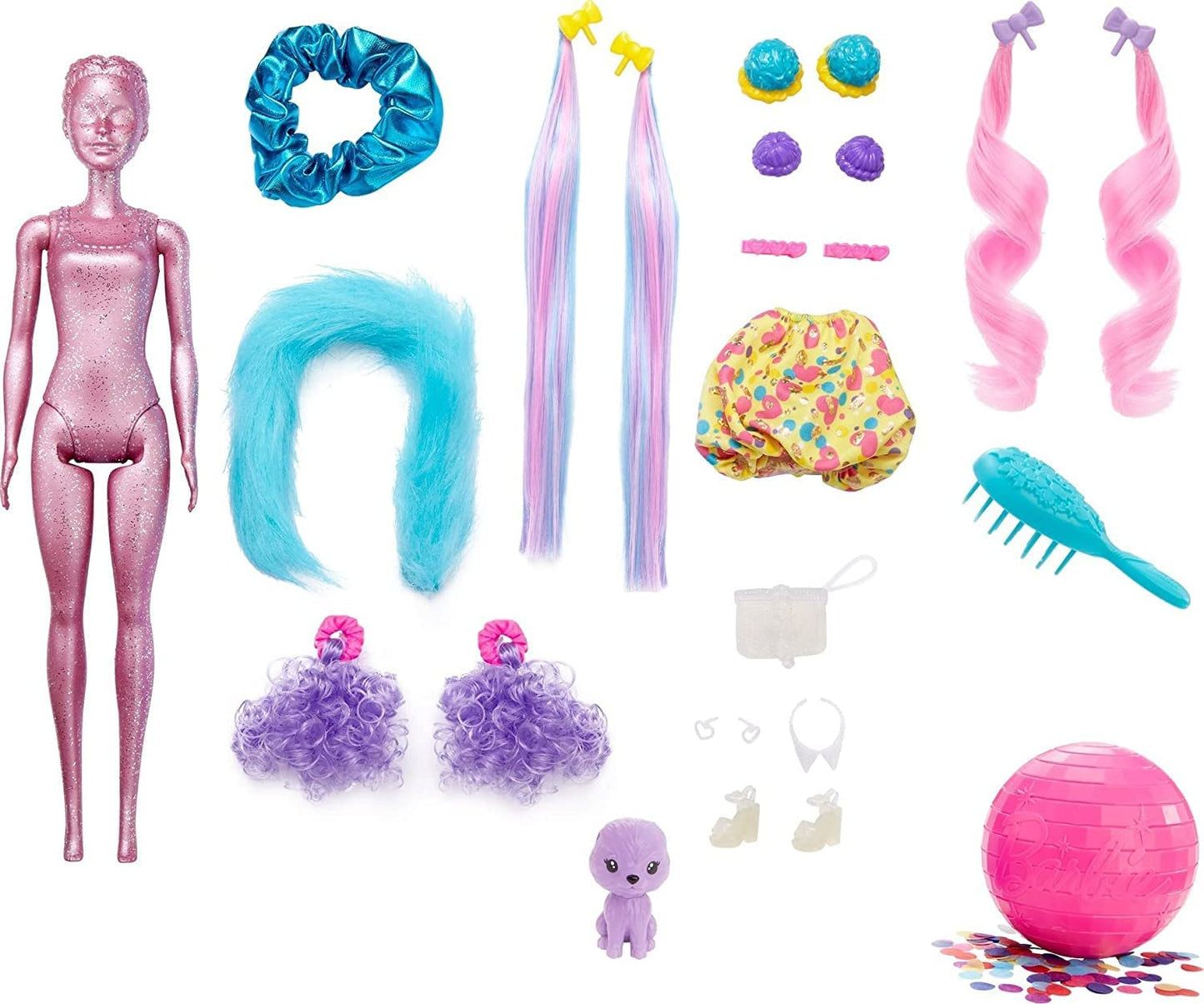 Barbie Color Reveal Glitzer! Haarwechsel Puppe Glitzerpink mit 25 Überraschungen