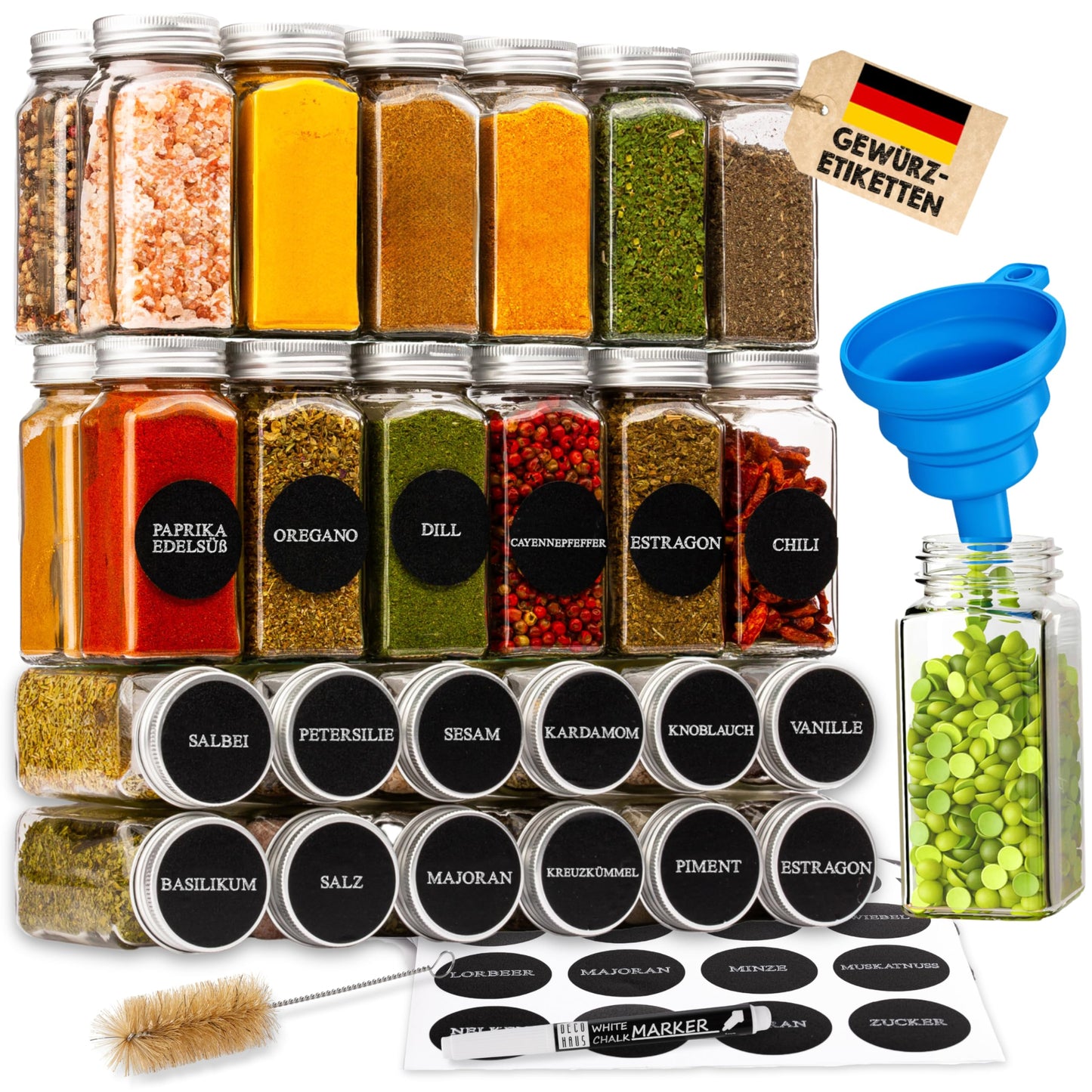 Gewürzgläser-Set mit Schraubkappe, 36er Set