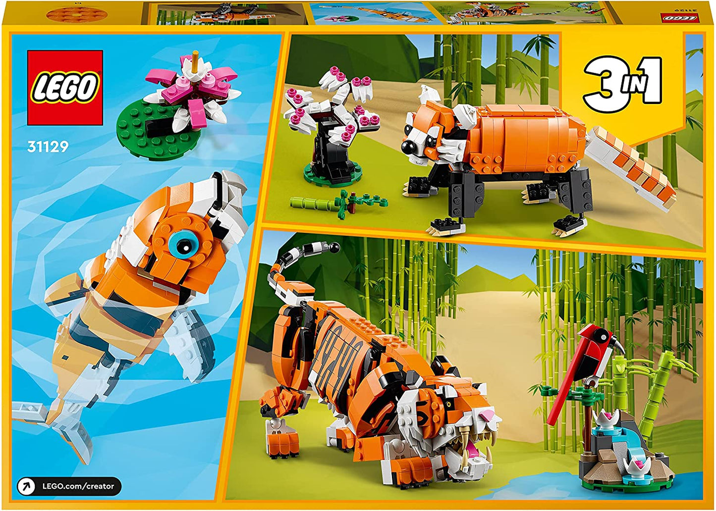 31129 Creator 3-in-1 Majestätischer Tiger, Konstruktionsspielzeug