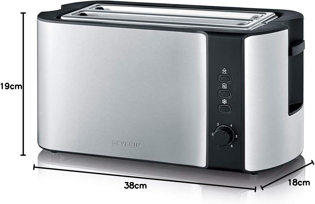 4-Scheiben-Langschlitztoaster, Silber/Schwarz