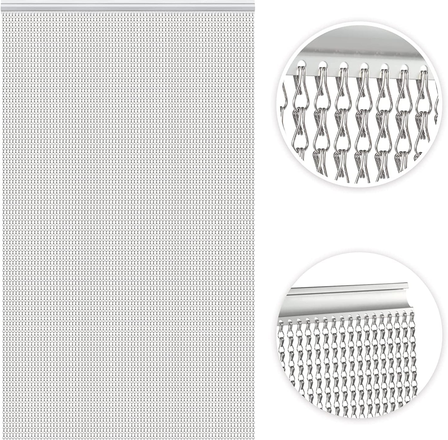 Kettenvorhang, Silber, 90_x_205 cm