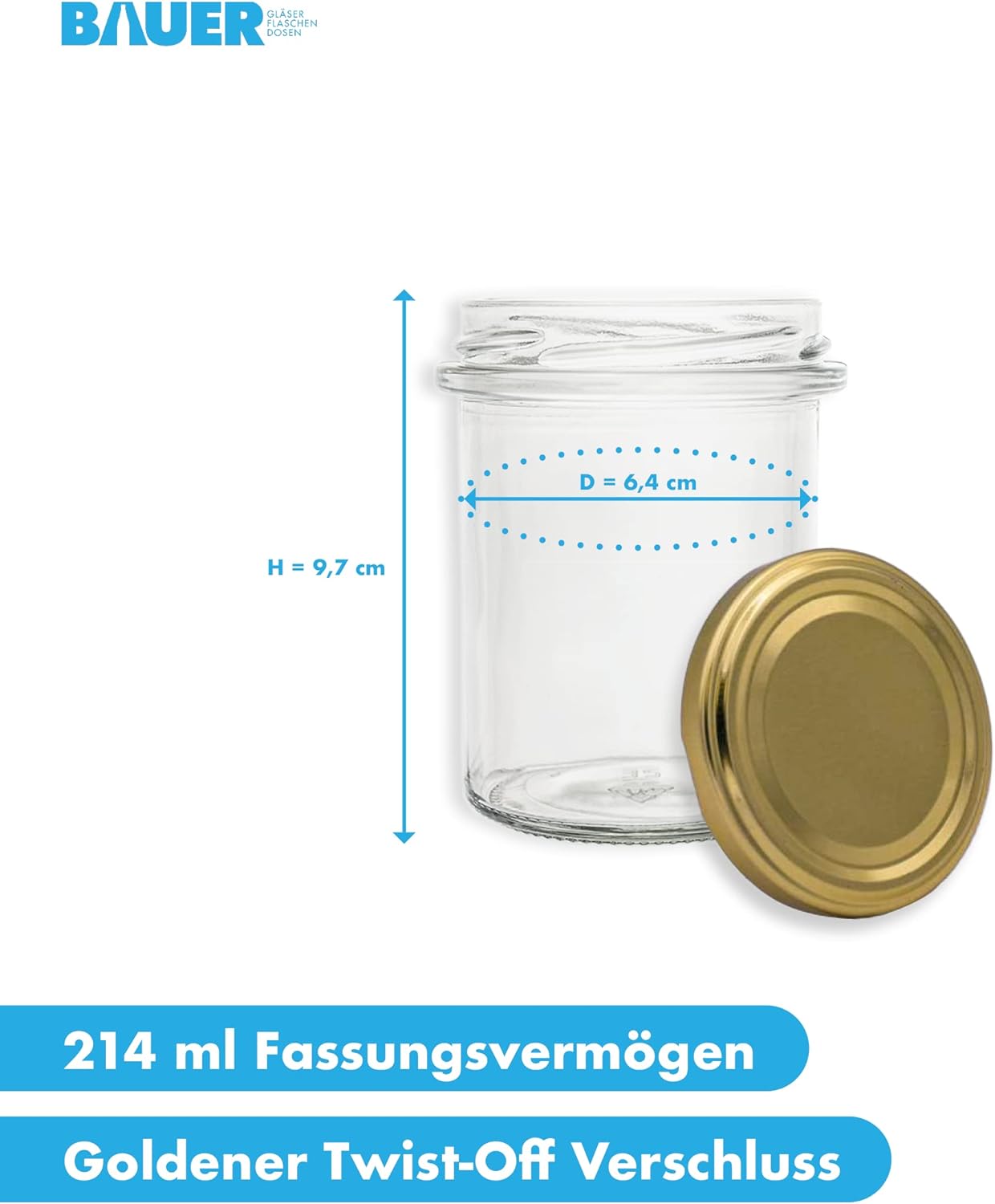 24er Set Sturzgläser, Goldene Deckel, 24er Set