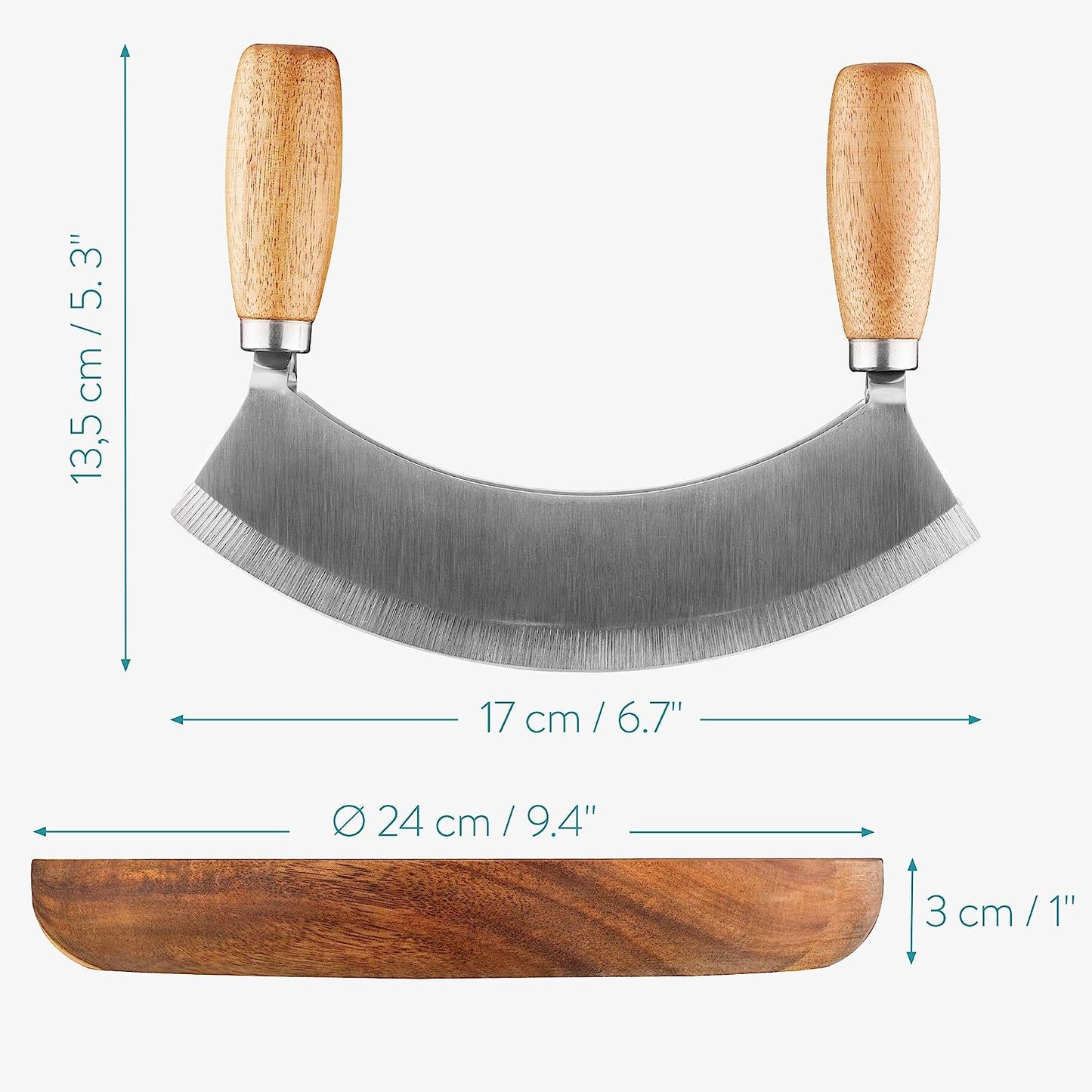 Kräuterbrett mit Wiegemesser, Akazien