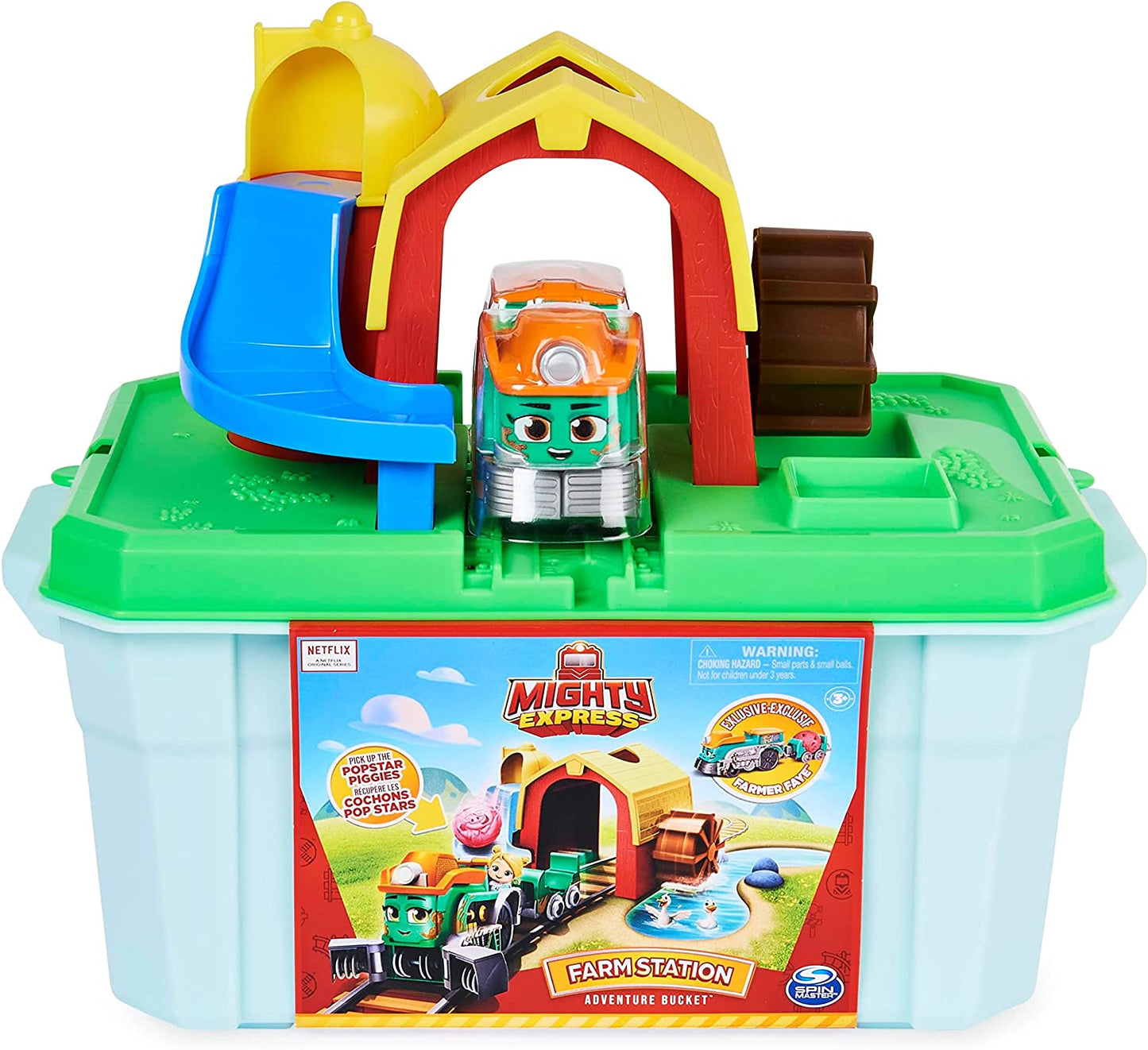 Mighty Express Farmbahnhof Spielset mit Farm-Frieda, Spielfahrzeug