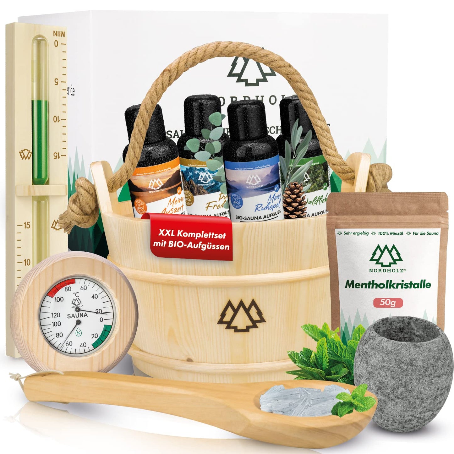 Zubehör Set, Alu Hygrometer + Schale + 50g Mentholkristalle