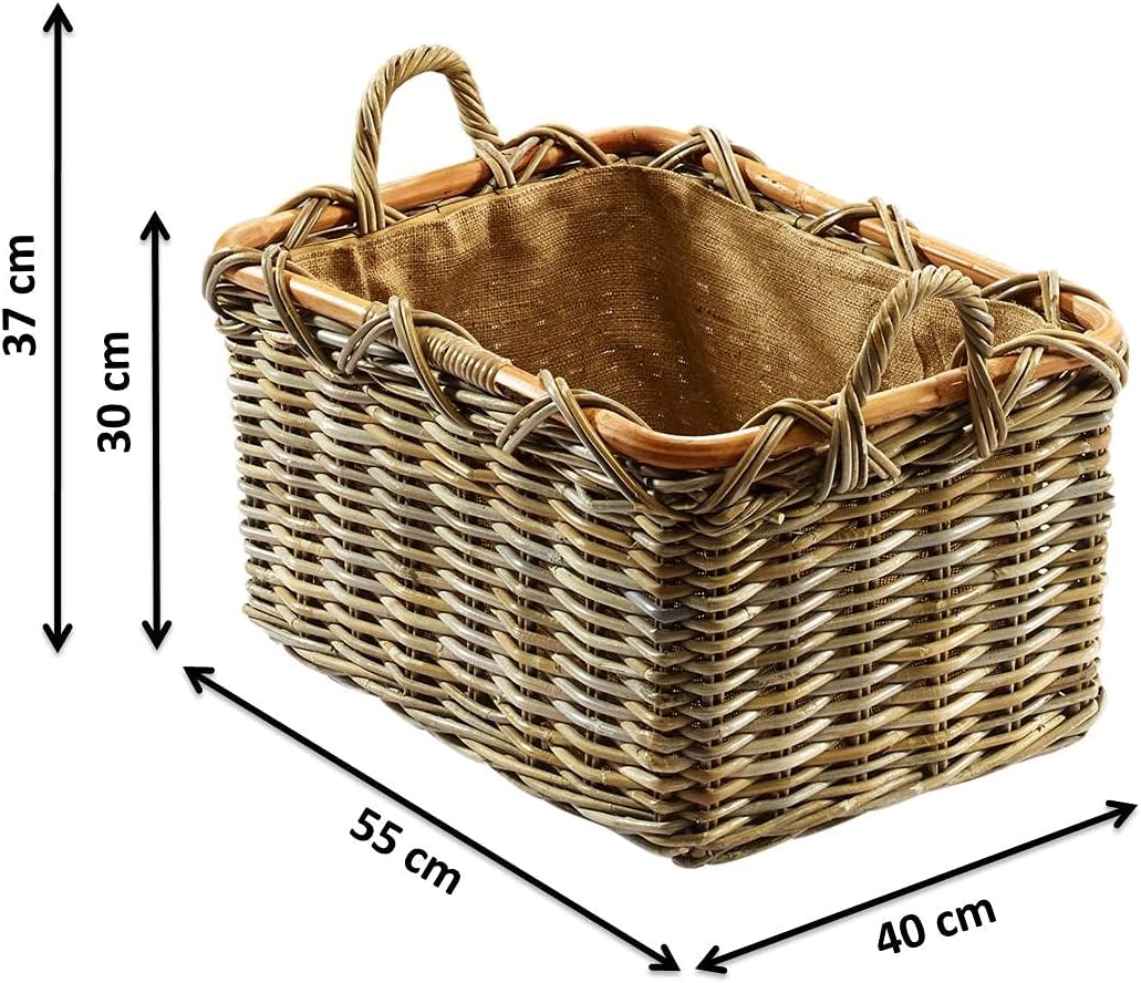 Kaminholzkorb, Kubu Grau Stoff Jute