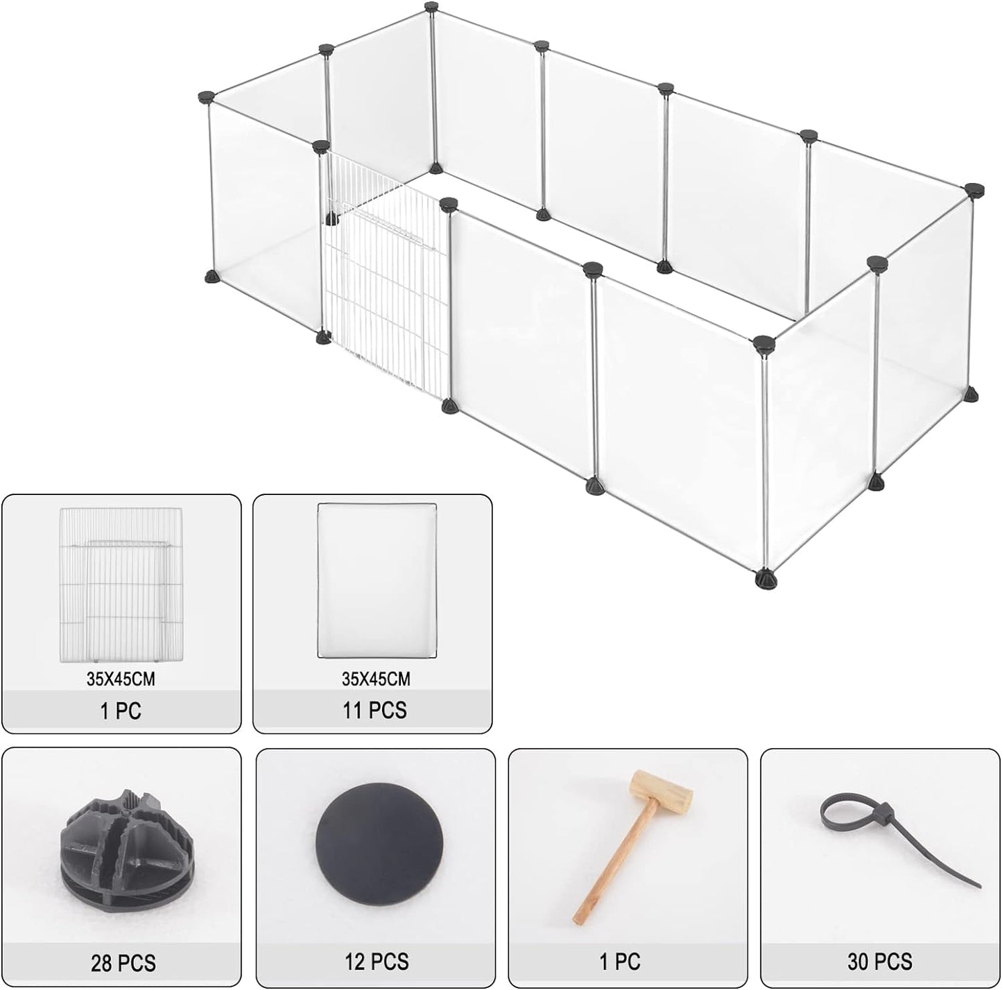 Freigehege für Kleintiere, Transparent; Mit Tür