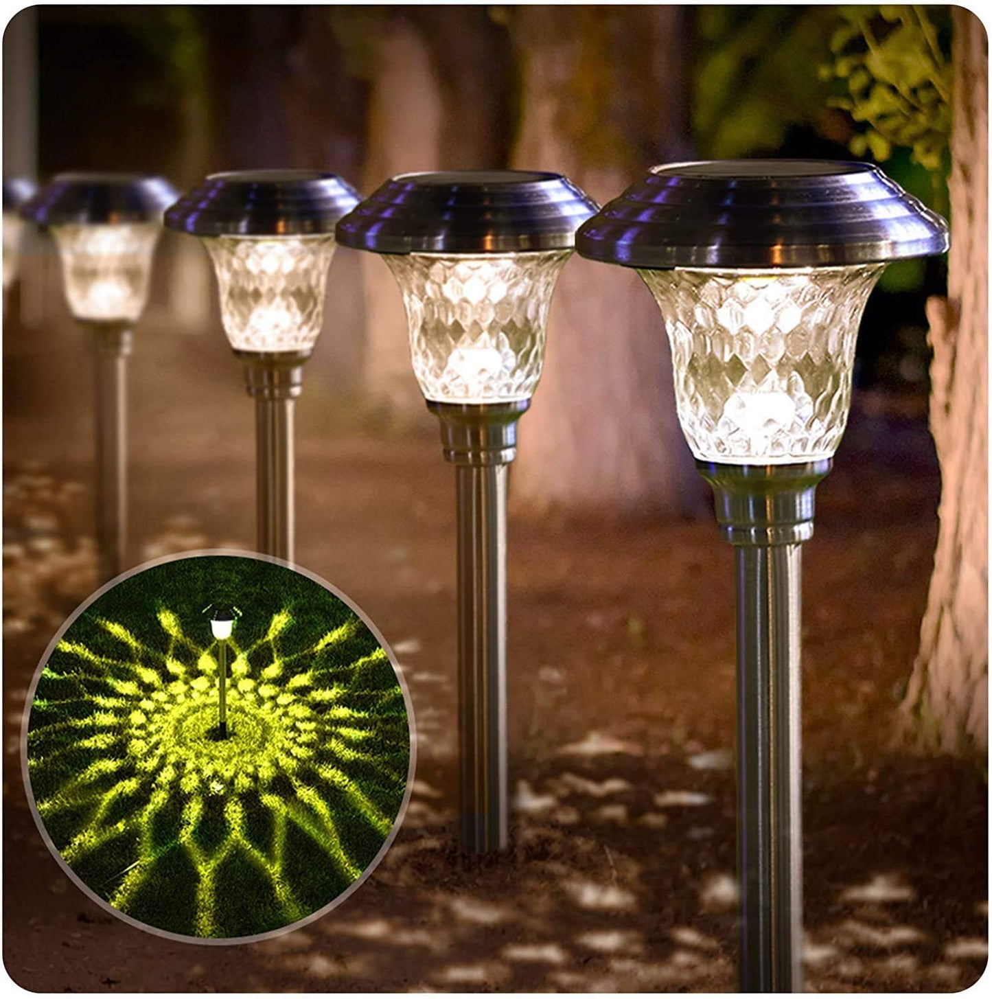 Solar-Gartenleuchten, 8 Stück Silber